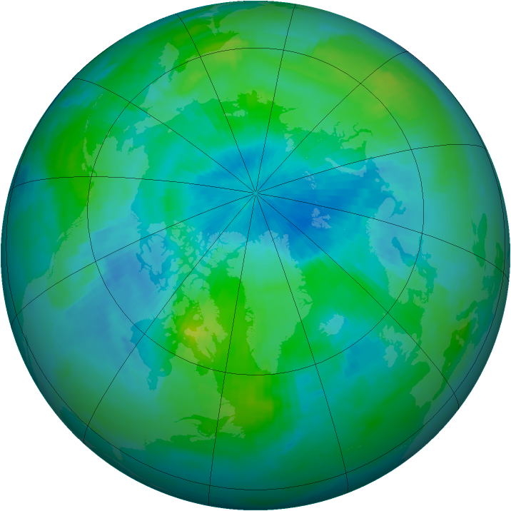 Arctic ozone map for 31 August 1996